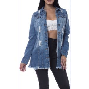 Distressed denim jacket